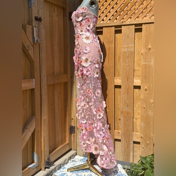 🆕 BRONX & BANCO 🧿 NWOT Jasmine Floral-Appliqued Gown, Pastel Pink Sz S US 4 - Picture 9 of 15